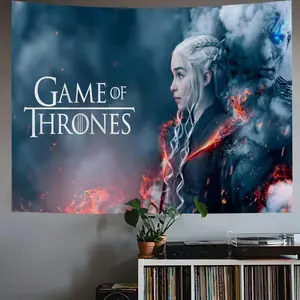 Game of Thrones Wall Tapestry Fantasy Medieval Kingdom Backdrop Stark Dragon Throne Poster Hanging Cloth Art Bedroom Living Room Dorm Decor Home Background Fabric Banner