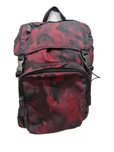Pre-owned PRADA As Seen On Screen As Seen On Screen BE36 Bordeaux Tessuto Camouflage Backpack $1299
