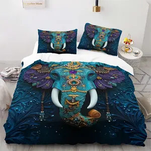 Elephant Print Bedding Set, Modern Bedding Set, 2-3 Piece Seasonal Home Decor, High-Quality Fabric, Suitable for All Seasons, Ideal for Bedroom Use