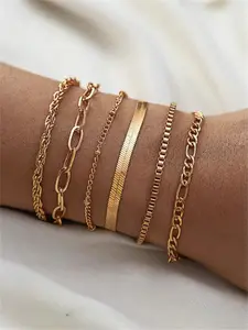 Women's Bracelet Set, Stackable Bracelets, Ultra-Thin Stackable Cuban Chain and Paperclip Chain, Fashion Daily Accessory, Jewelry Gift for Various Occasions