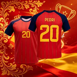 2026 Spain Home And Away Red And White 19# Lamine Yamal 20# Pedri Short And Long Sleeve Soccer Jersey Fans Version
