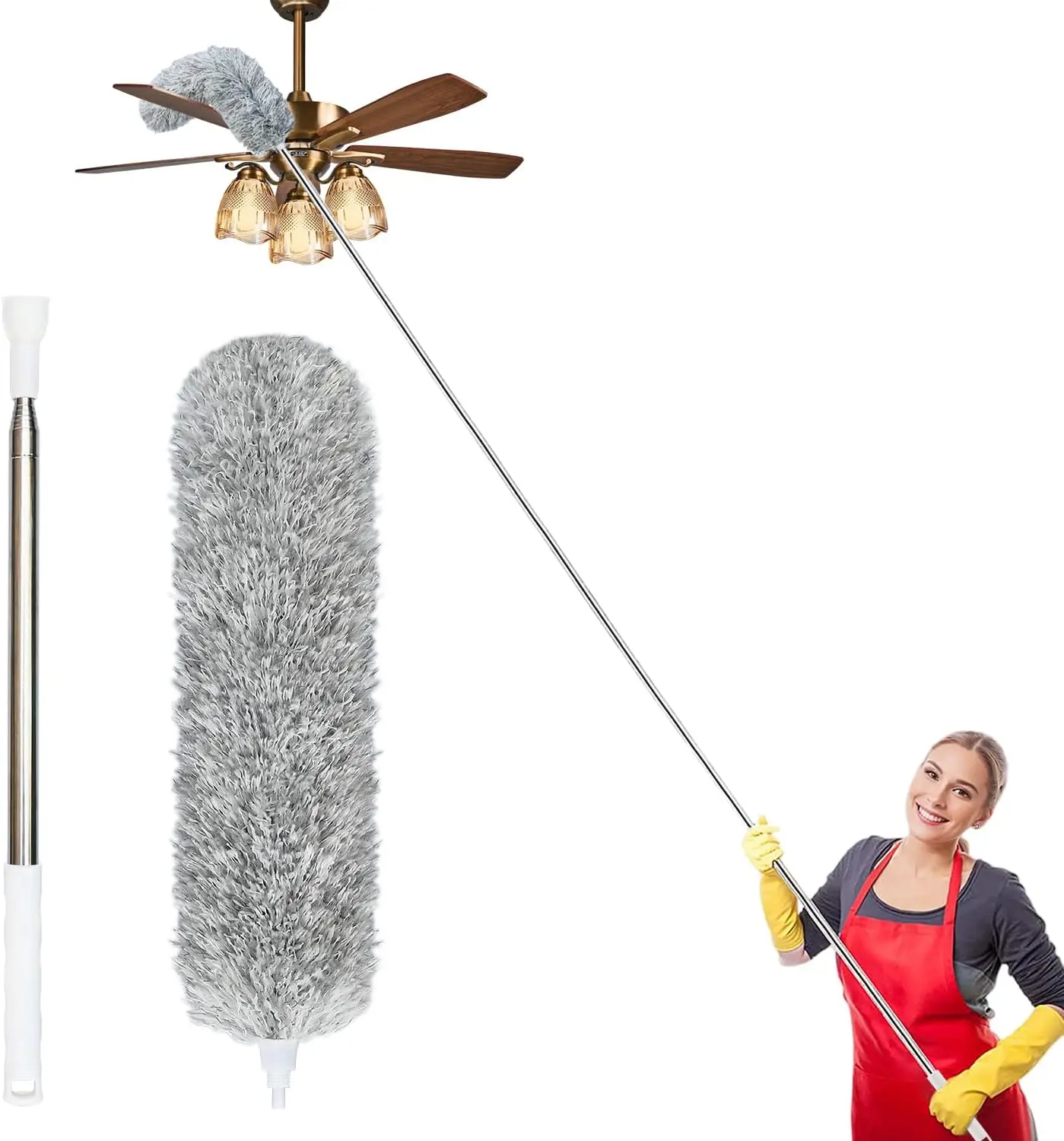 100-inch Extra-Long Dusters, Cleaner Tools with Extension Pole and Bendable and Washable Microfiber ,  Duster for High Ceilings,Ceiling Fan,Furniture
