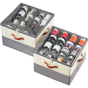 【OKMARTS】1/2 pcs Shoe Organizer for Closet,  Foldable Shoe Storage Organizer Box Bin with Dividers and Clear Cover,Large Shoe Box Storage Containers, Space Saving Shoes Holder transparent lid