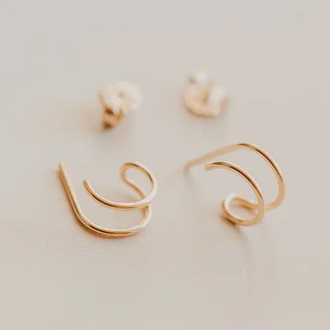 Hello Adorn Double Up Post Earrings - Fashionable Any Occassion Jewelry - Women's Fashion Accessory