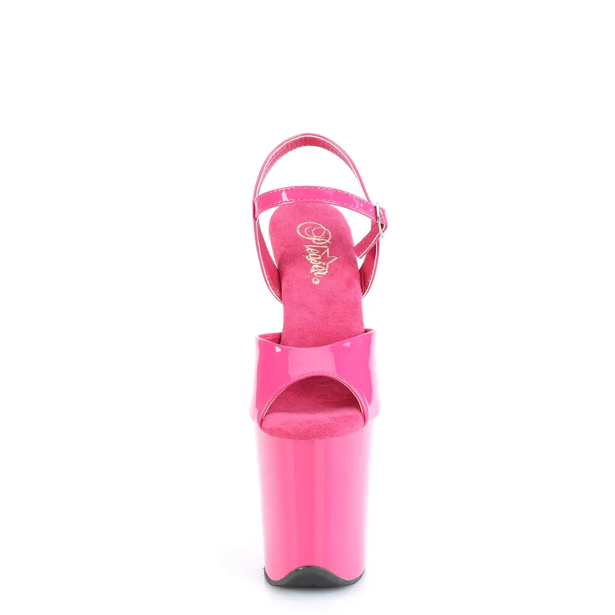 Women's Platform Sandals, Hot Pink Patent Ankle Strap High Heels with 8-Inch Heel and 4-Inch Platform, Evening Party Footwear, Heeled