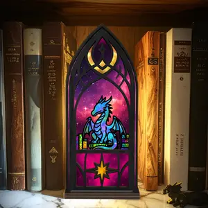 Fantasy Dragon Book Nook With Flameless Candle, Lighted Book Nook, Dragon Window Bookshelf Accessories, Book Lover Gifts, Bookshelf Decor, Book Stuff, Book Accessories, Bookish Christmas Gift Ideas