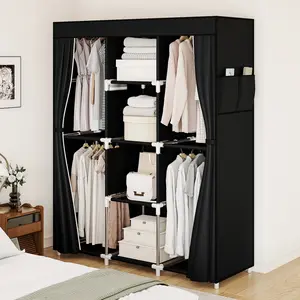 Portable Wardrobe Closet Clothes Rack Organizer for Hanging Clothing Freestanding Adjustable Storage 4 Tiers Shelves Furniture Organization