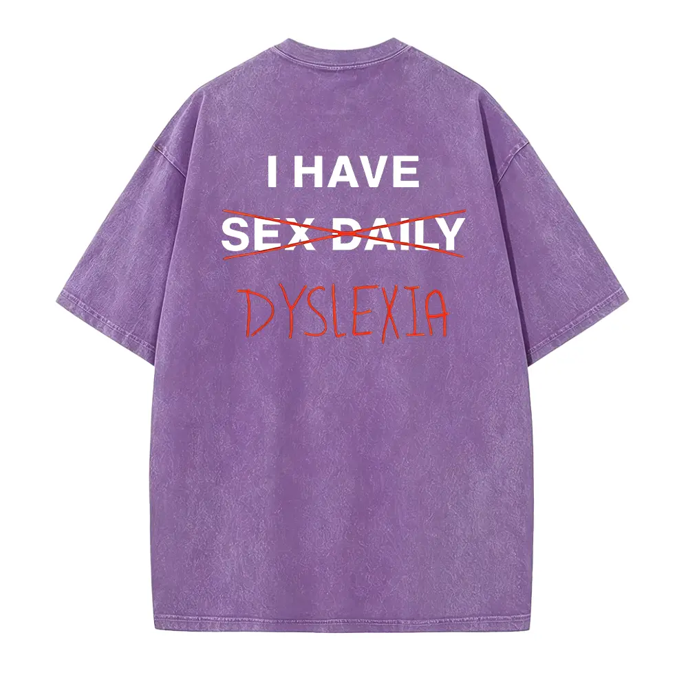 Men's Casual Seamless Smooth Soft Solid Cotton Round Neck T-Shirt - Funny Sarcastic Dyslexia Meme Graphics Tee, Unhinged Quote Top, Adult Gift Option