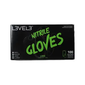 L3VEL3 Nitrile Gloves Lime (S/M/L/XL), Disposable Powder-Free Gloves, Durable & Flexible, 100 Gloves Pack