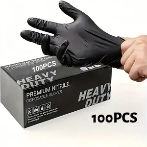 Black gloves, 100 pairs. Soft nitrile gloves, high-strength model, household kitchen cleaning gloves, tattoo cleaning gloves, hair dyeing and beauty salon gloves, household items, hair dyeing tools (M - XL)