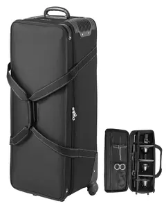 【fathersdaygift】VEVOR Studio Equipment Trolley Case39.37 x 14.96 x 12.60 in / 100 x 38 x 32 cmRolling Camera BagCarrying Bag with Wheels Straps Padded Compartment Handlefor Light StandsTripodsTelescopes