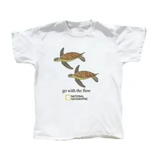 National Geographic Slow Motion Turtle Shirt - Casual Cotton Retro T-Shirt with Vintage Graphic Design for Men and Women Tshirt White