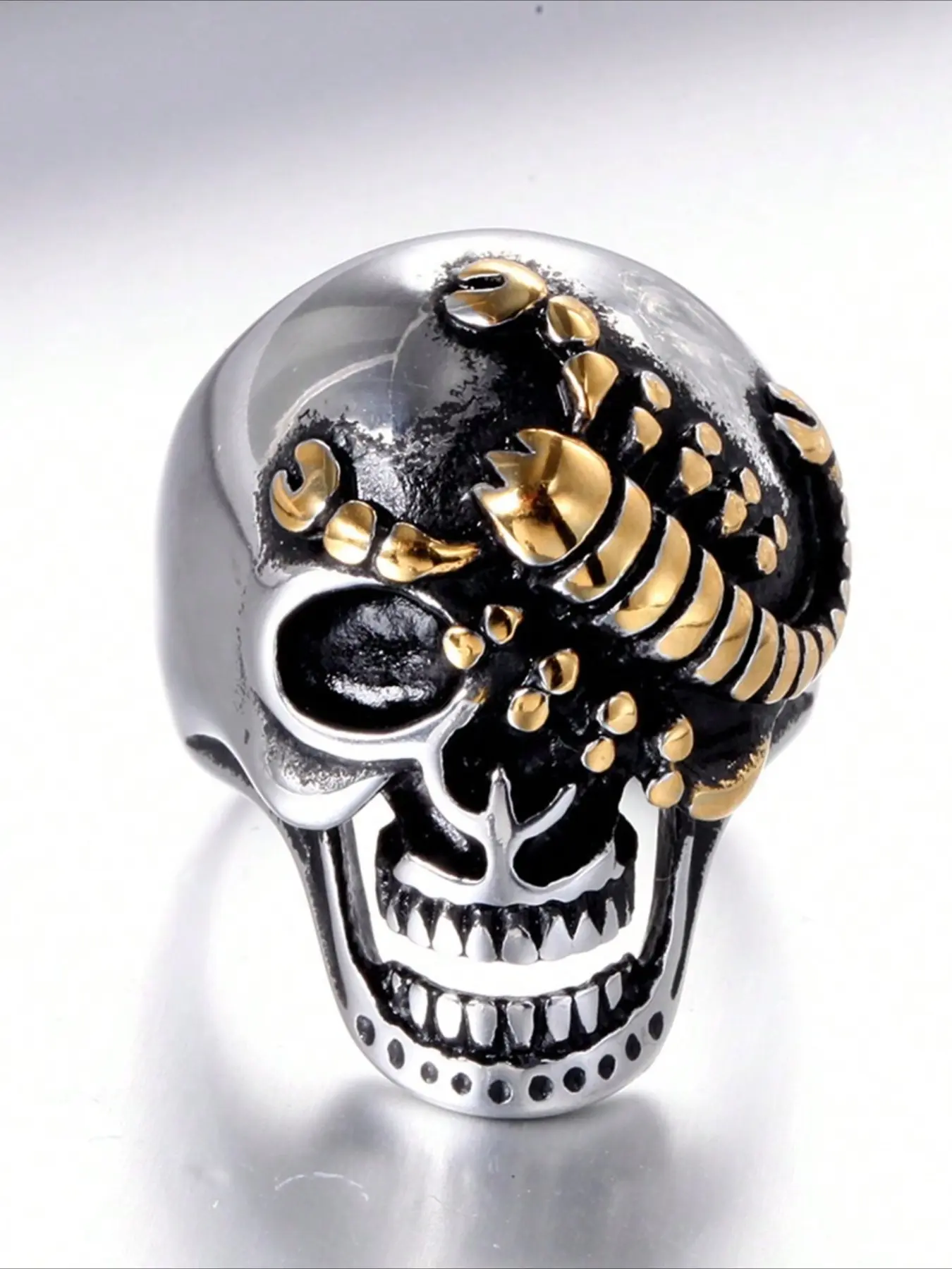1pc Creative Hip-hop Scorpion Skeleton Stainless Steel Ring, Men's Domineering Punk Style Decoration