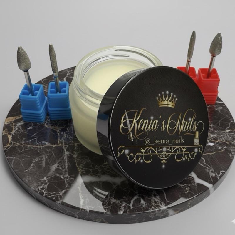 Kenia's Nails Manicure and Pedicure Cuticle Kit with Hydrating Wax 1 oz, Includes 4 Drill Bits, Red & Blue Kits for Dry Nails