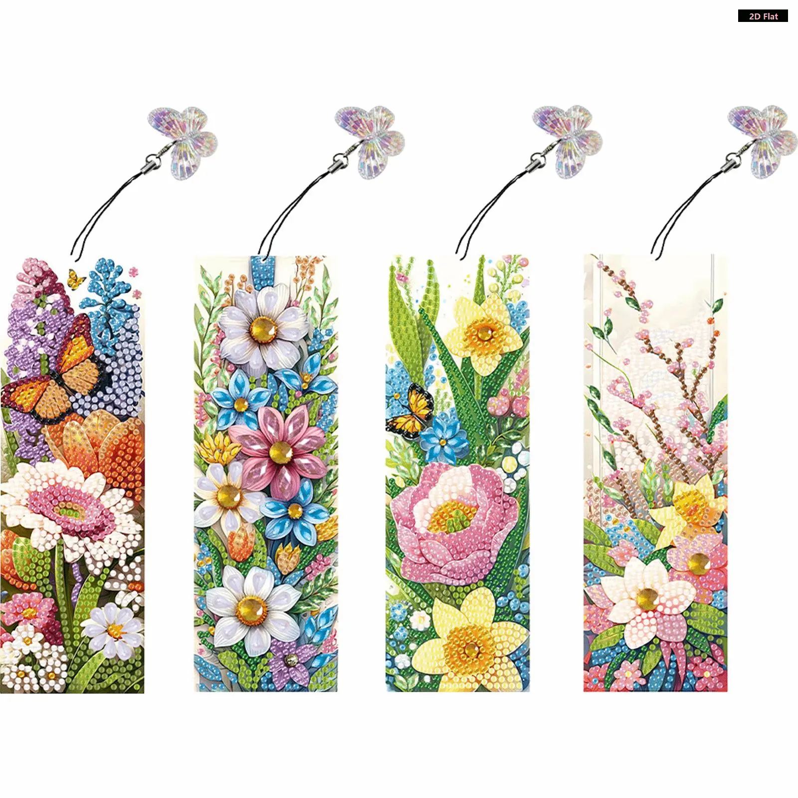 DIY Needlework Crystal Bookmark Craft Kit - 1 Set x Bookmark, 4Pcs 10mm Special-Shape Sparkling Gems, 195x60x10mm Butterfly Pendant, Vibrant Crystal Dots, 1 x Diamond Painting Tool, Creative & Fun Design Beginner-Friendly Adult Art Project Supply