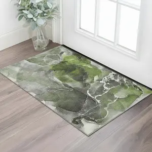 HomeRoots 646675 3x5 ft. Green & Charcoal Abstract Contemporary Antislip Non-Slippery Machine-Made Washable Rectangle Area Rug with UV Protection, Antislip Area Rugs, Non-Slippery Area Rugs