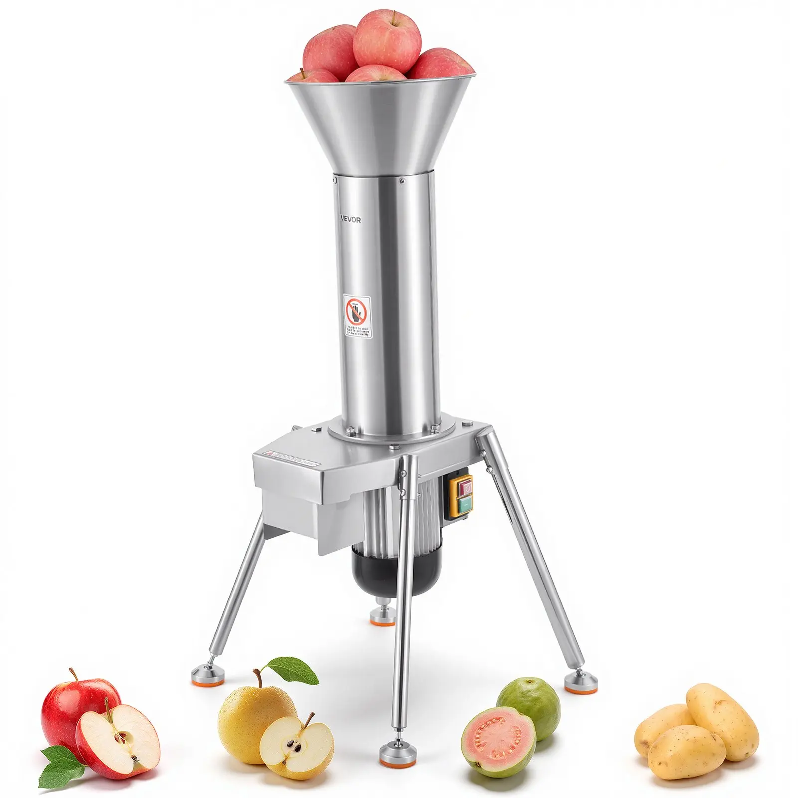【DealsForYouDays】VEVOR 1100W Electric Fruit Apple Crusher, SUS304 Freestanding Crushing Machine, Grinds Whole Apples Up to 3.15" Dia, 164 KG/H Capacity, Cider Press for Apples, Pears, Pineapple, Guava, Carrot, Potato