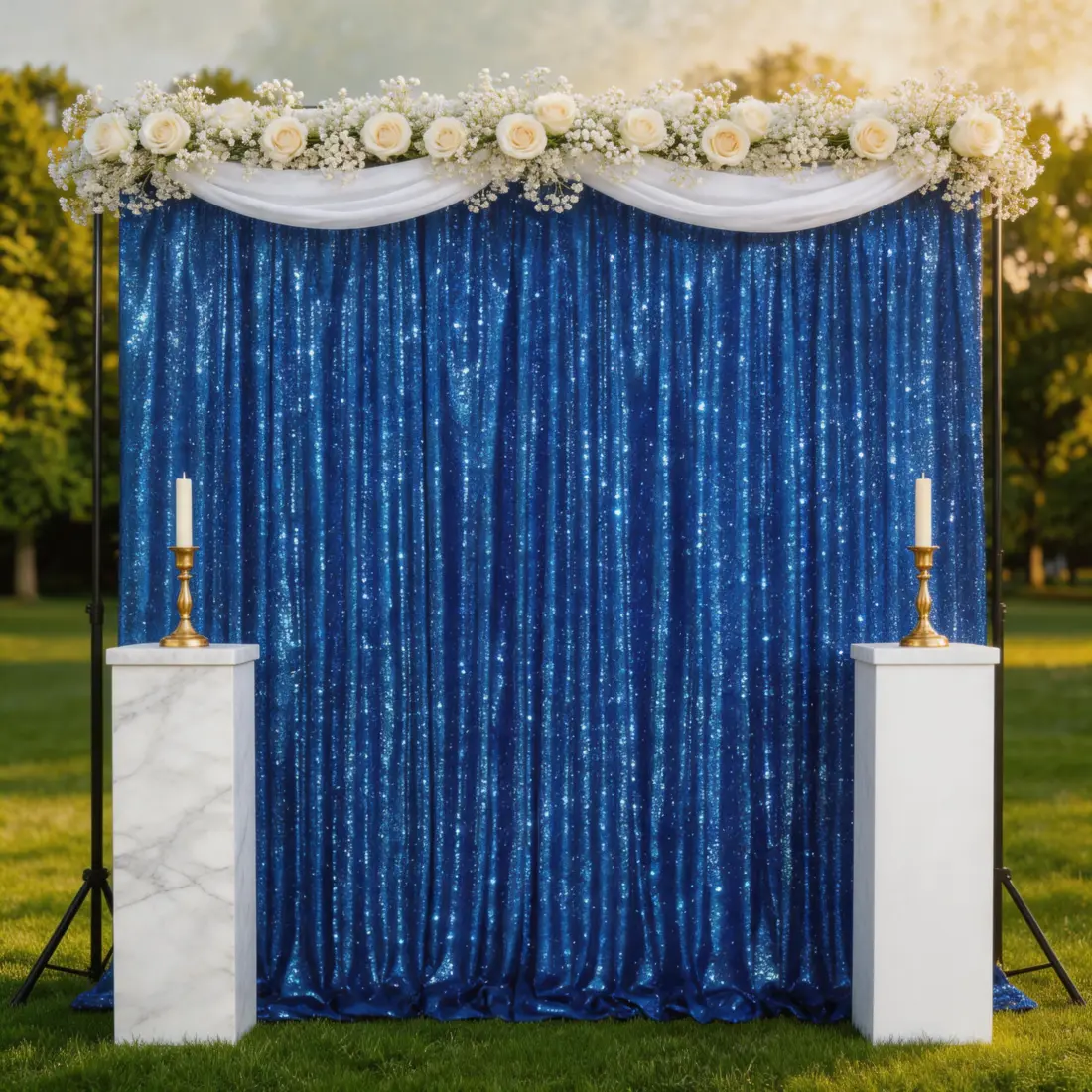 Royal Blue Sequin Backdrop Curtain, 1 Panel 10x10ft, Festive & Party Home Supplies for Wedding Photography, Birthday Banners, Round