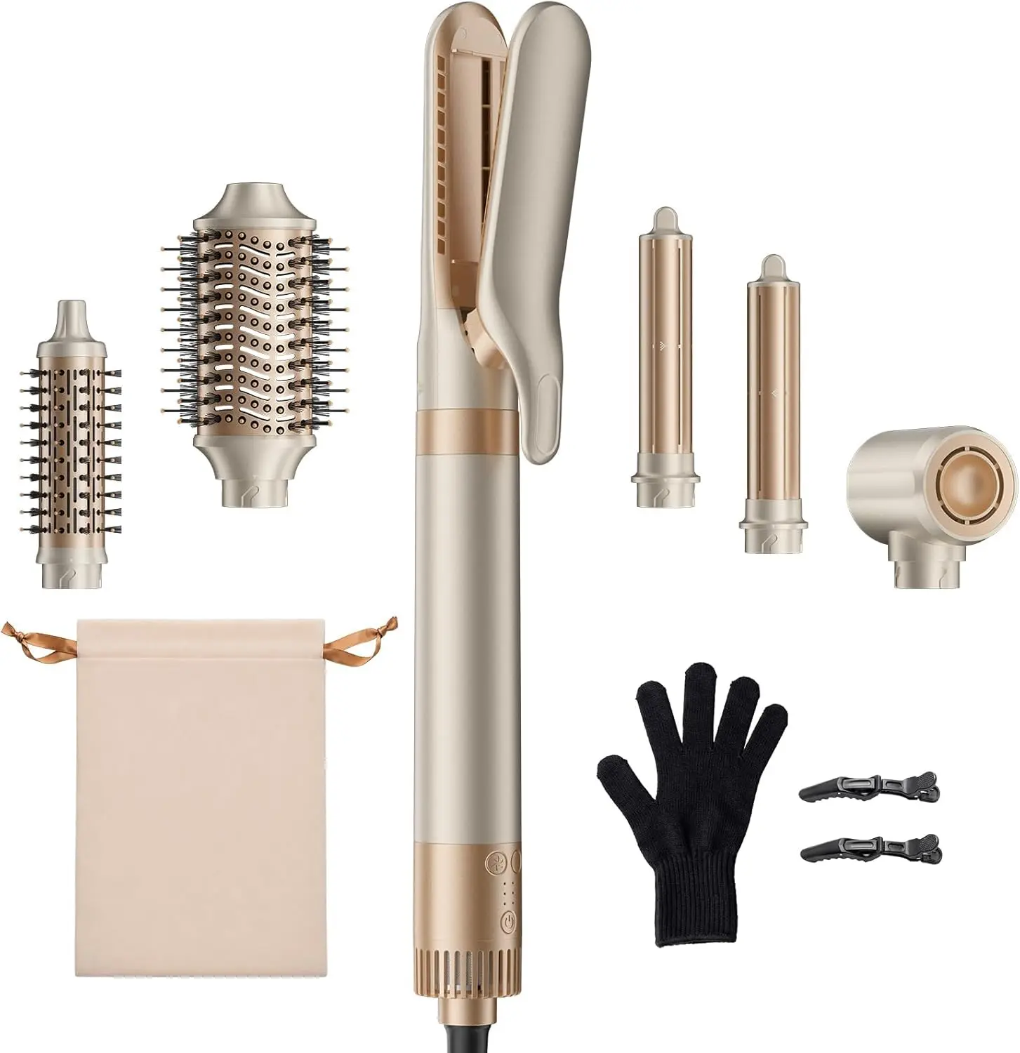 MESCOMB 6 in 1 Hair Dryer and Straightener, Hot Air Styler Wrap - Fast Drying, 1500W Air Dryer with Straightener, Frizz-Free Blowout Brush for Smoothing & Curling, Volumizing