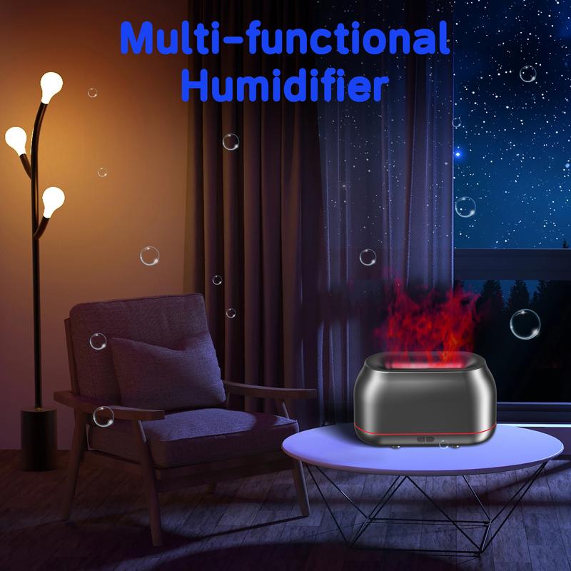 Upgraded 7-Color LED Flame Diffuser, Silent Humidifier with Auto-Off and 160mL Capacity for Home, Office & Yoga