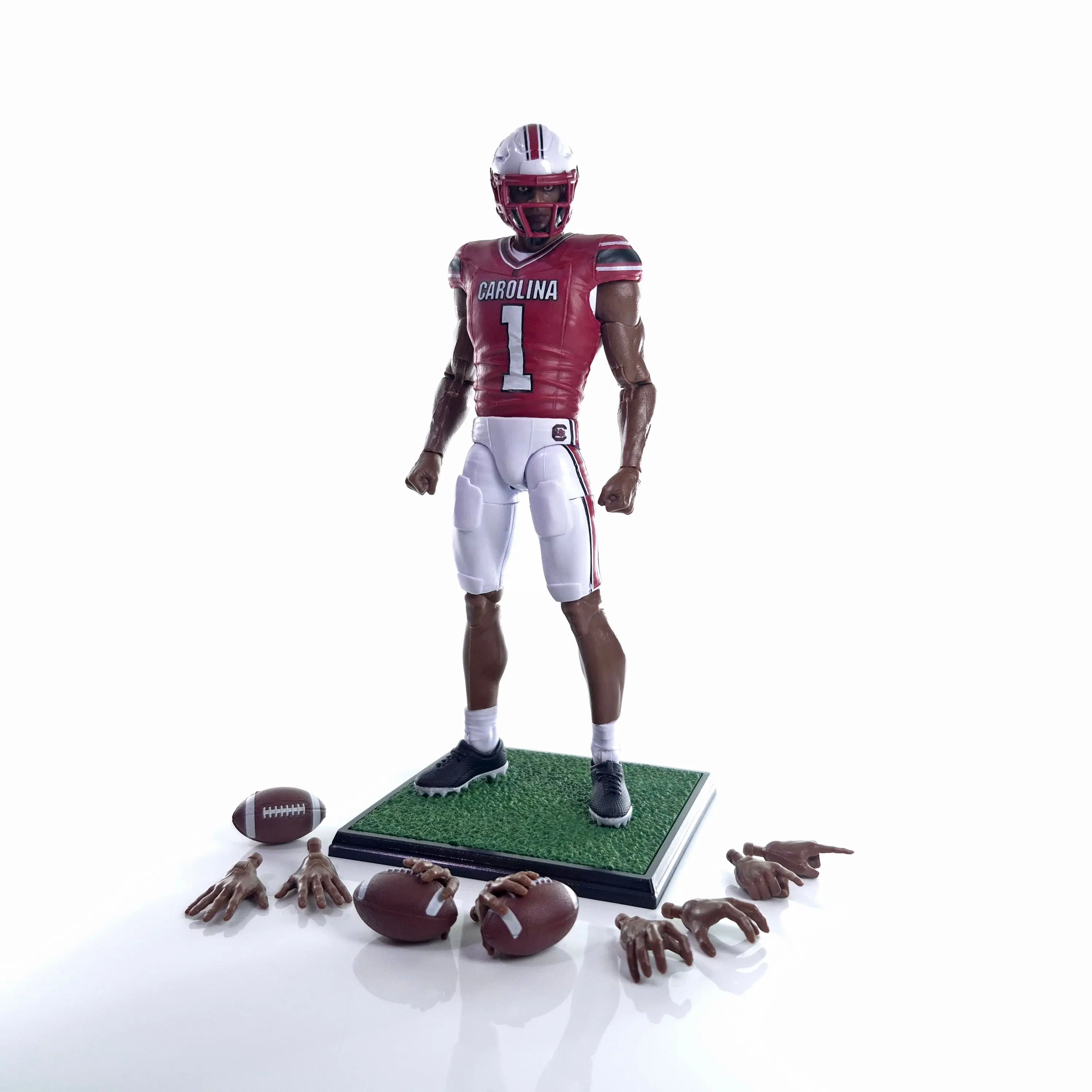 New Licensed USC University of South Carolina Walk-On Player Articulated Action Figure, Sports Collectible Figurine - 4 Interchangeable Hand Sets, No Extra Accessories for Fans