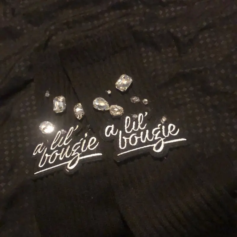 A lil bougie-Handmade Rhinestones Socks for Women - Comfortable Accessory for All Seasons - Womenswear Style Everyday Outfit