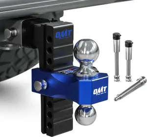 Orion Motor Tech Adjustable Heavy-Duty Trailer Hitch Dual-Ball Mount with Anti-Theft Locking Hitch Pins, Fits 2/2.5-in Receiver, 6/8 in Rise/Drop, Dual-Ball Design, 18500 LBS GTW, for Class III & IV&V, Truck Accessories, with Cushion Washers