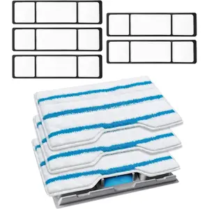 Reusable Mop Pads, Mop Pads Refills Compatible with Mop VM252 VM200 VC205 VM250 /QM250 VM190 VM200P12, Mop Pad with Dirt Chamber (1+5+3 Pads)