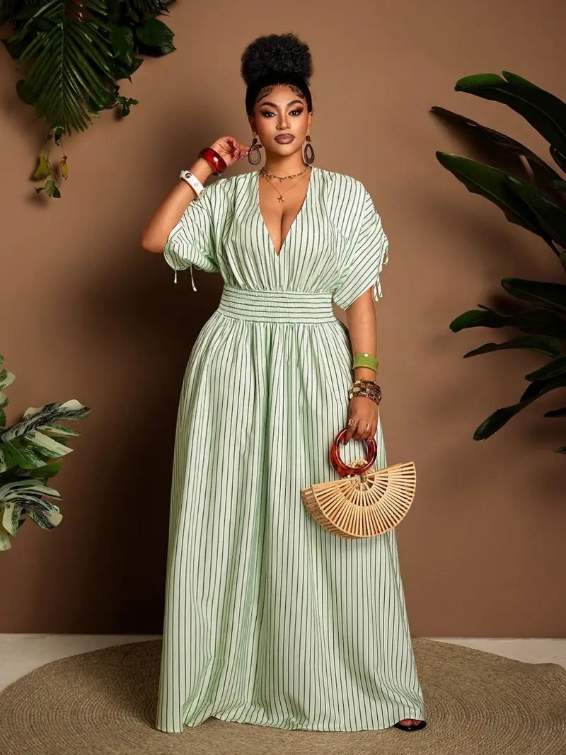 lewisa dress green stripe - TikTok Shop
