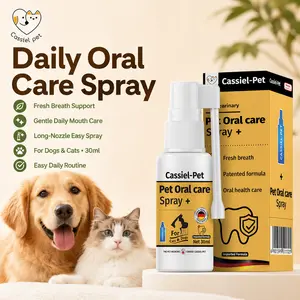 Cassiel Pet Pet Teeth Cleaning Spray for Dogs & Cats, Oral Care Spray, Breath Freshener, Dental Care for Tartar Buildup, Cleaner-Looking Teeth, Daily Mouth Care, 30ml