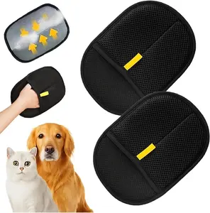 2pcs Reusable Pet Hair Removal Gloves For Cats & Dogs, 2 Pet Static Hair Removal Gloves And 1 Remove The Fluffy Comb, Effective For Removing Fur And Dander, Pet Grooming Essentials, Stylish Pet Accessories Tool & Home Cleaning Accessories