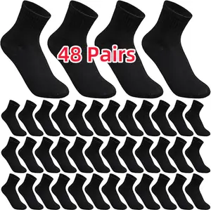 48-pair Unisex Random Mid-tube Sports Socks, Classic Socks Suitable for Running, Gym, Work Environments, Moisture-wicking and Sweat-absorbing, Snug Fit for Daily Wear, Outdoor Socks, Business Socks, Comfortable and Breathable, a Must-have for Sock