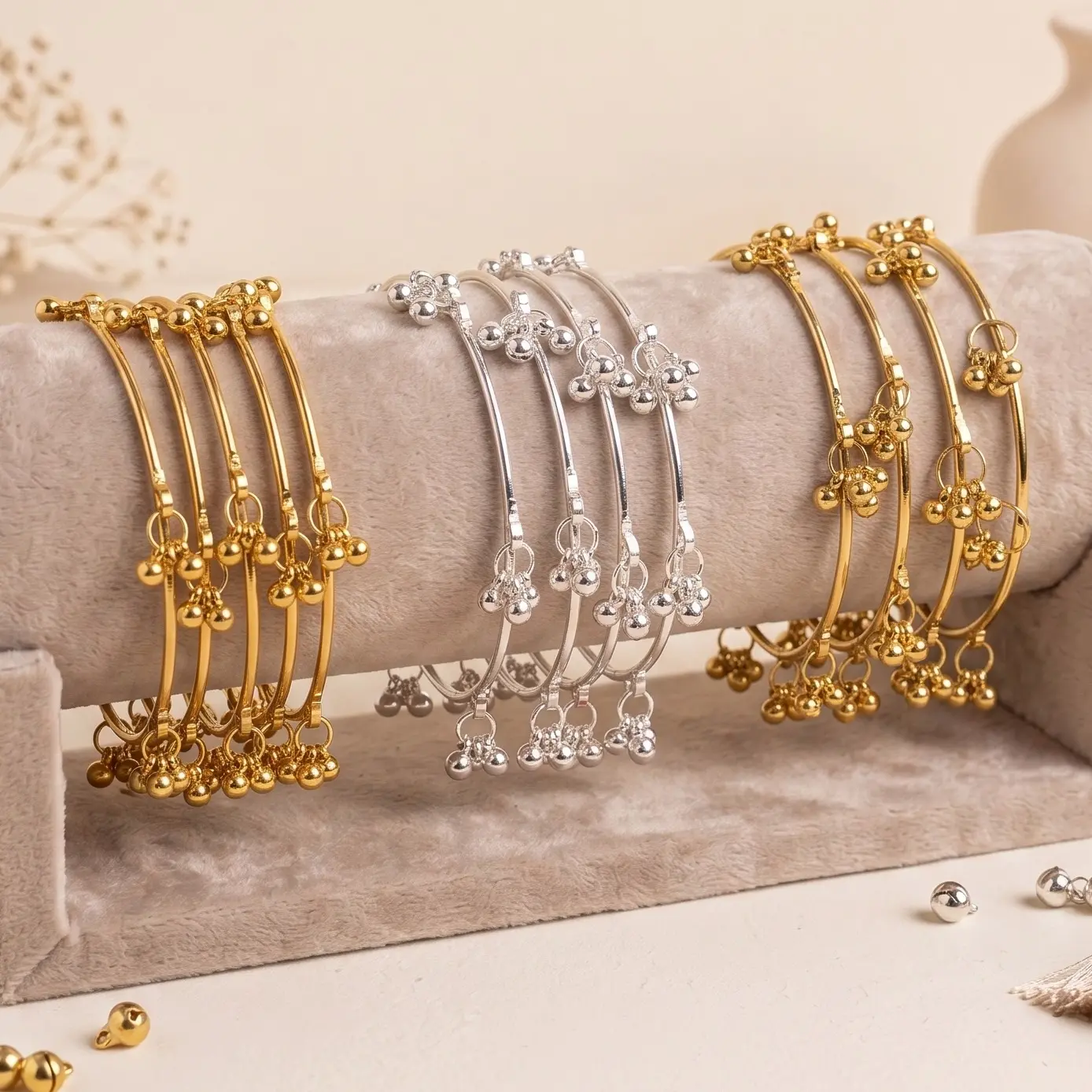 4-Piece Kashmiri Ghungroo Bangle Set - Costume Jewelry Bangles for Gifting Surprises, Kashmiri Bangles
