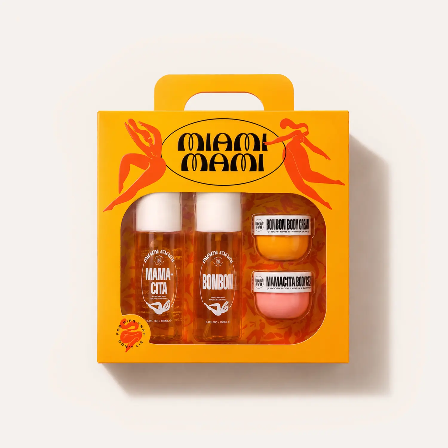 Miami Mami Mamacita & Bonbon Fragrance Layering Gift Set - 2x100ml Body Mist, 2x30g Body Cream - Pitahaya, Lychee, Caramel, Vanilla & Sandalwood Notes - Vacation Scent, Perfume Gift for Her