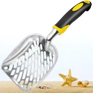 Beach Shovel,Sand Toy, Metal Sand Shovels for Shell Collecting, Shark Tooth Sifter Sand,Summer Toys for Beach (yellow)