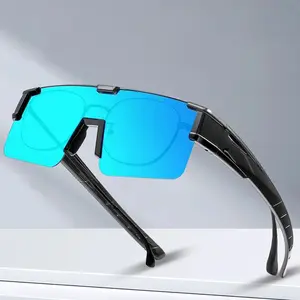 Polarized Fit Over Glasses Sunglasses for Men Women, UV Protection Sports Wrap Around for Driving Cycling Fishing