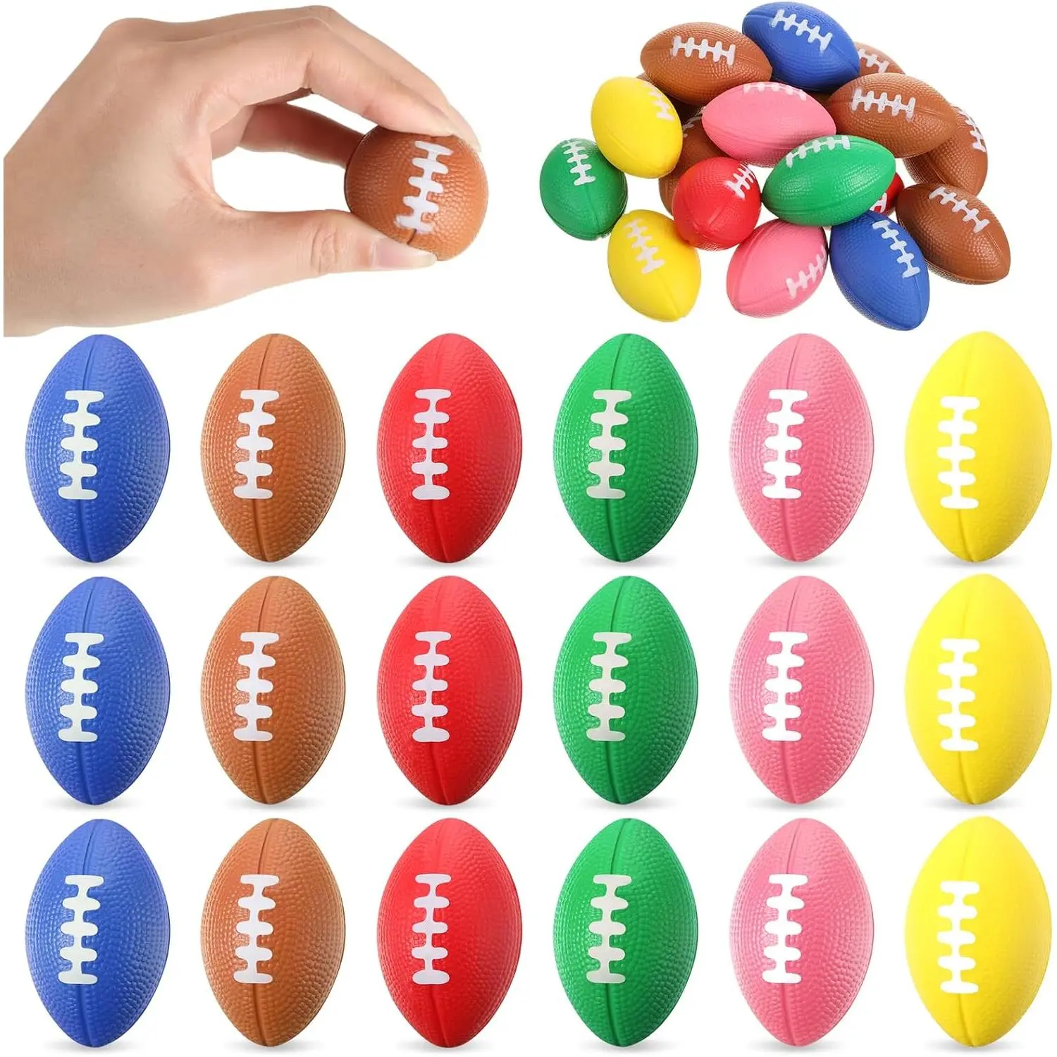 16 count Mini Foam Footballs  Ball 2.17 Inch Small Foam Sports Ball Bulk for Valentine Gift Football Goodie Bag Stuffers School Carnival Reward Football Party Decorations(Mixed Colors)