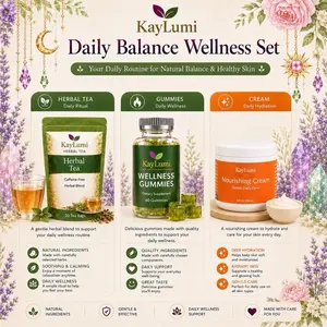 Wellness Support Trio Herbal Supplements - Natural Herb Tea, Gummies, Cream, Capsules for Health & Nutrition Wellness