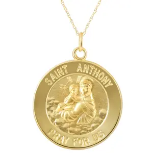 14k Yellow Gold St. Anthony Medal Pendant 1" Tall 4.5 Grams