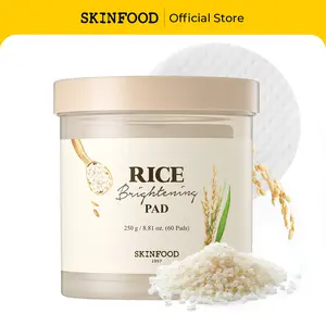 [SKINFOOD Official] Rice Brightening Toner Pads | Korean Skincare Face Toner with 100% Cotton Pads for Glow Glass Skin, Natural Rice Water Milk, Niacinamide, Hydrating, Exfoliating, Glowing, Vegan, 8.81 oz (60 Pads)