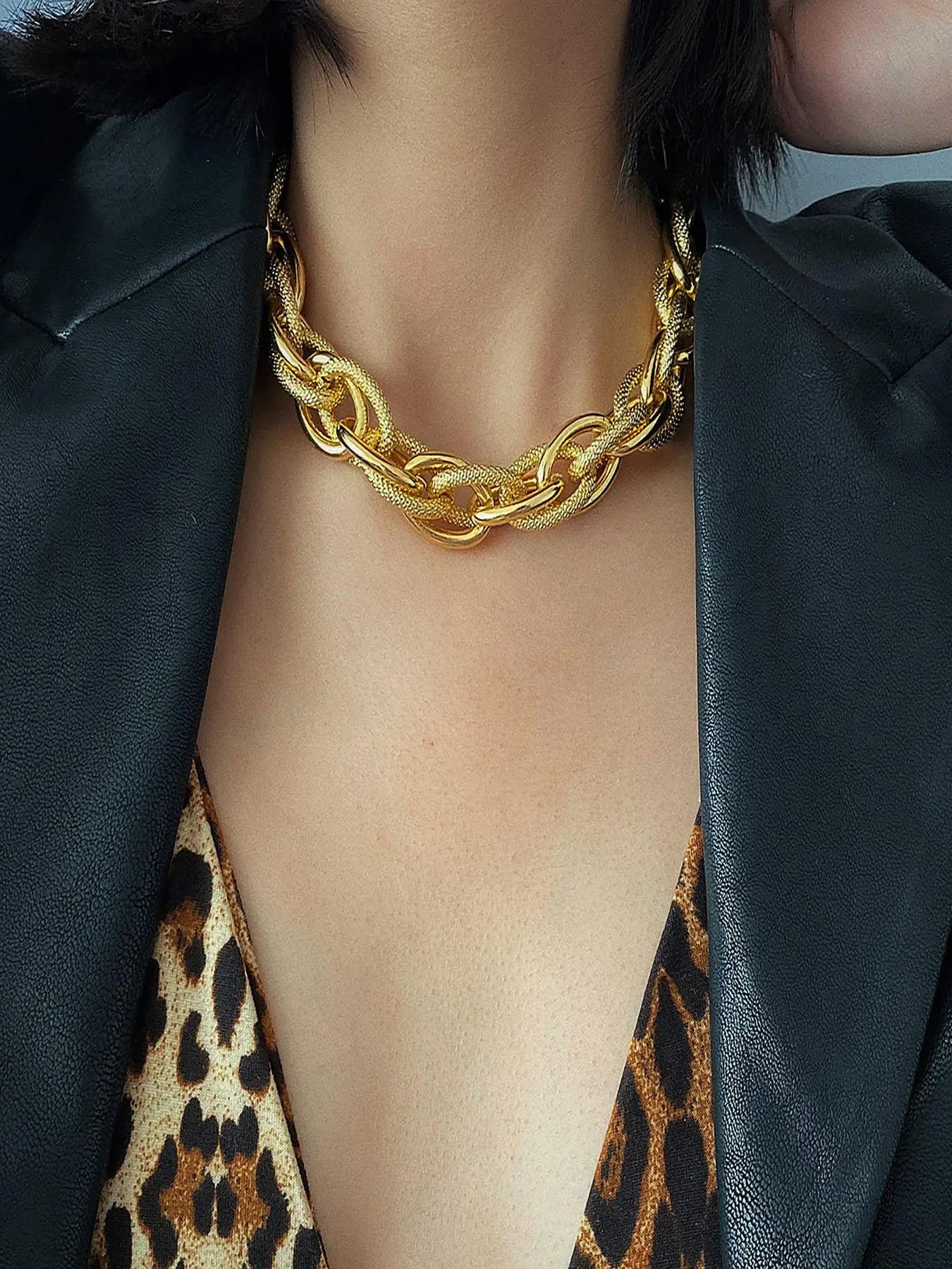 Punk Style Chunky Chain Necklace, Casual Trendy Chunky Chain Necklace for Women, Fashion Jewelry for Daily & Party Decoration, Cuban Link Necklace, Cuban Link Chains