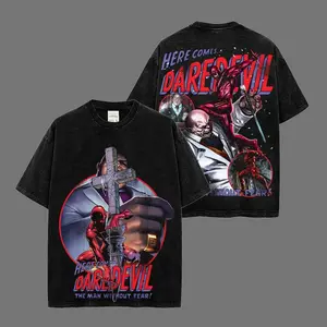 Vintage Daredevil ' The Man Without Fear' MCU Comic Classic Heavyweight Acid Washed 100% Cotton T-Shirt, Superhero Graphic Tee, Comic Book Hero Design Apparel, Unisex Streetwear Gift for Superhero Fans