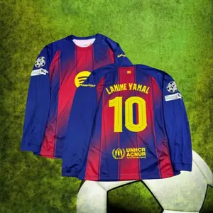 2025 26 Home Red Blue Yamal #10 Long Sleeve Jersey