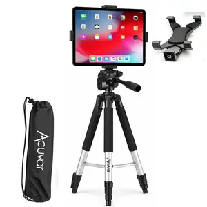 Acuvar 57" inch Pro Series Aluminum Tripod with an Tablet Tripod Mount Adapter for Apple iPad, iPad Air, iPad Mini & Most Other, Tablet Floor Stand Compatible with iPad Pro, Camera