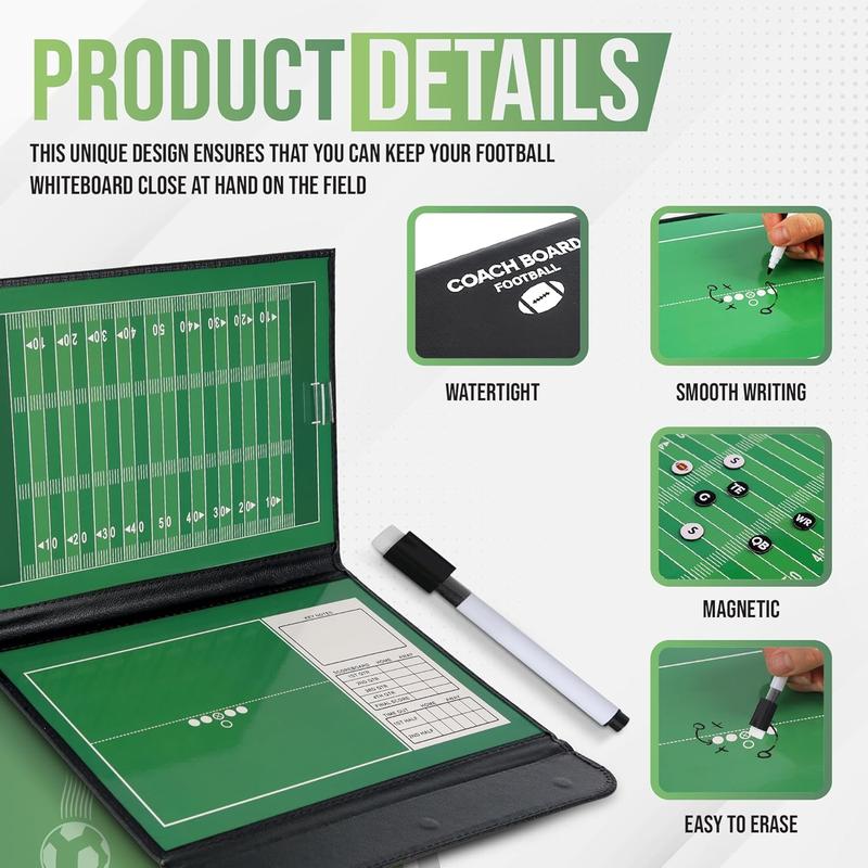 Dry Erase Coaching Board,  Coaches Clipboards, Portable Foldable Tactics Board with Dry Erase Marker Pen and  - Basketball, Football, Soccer, Hockey
