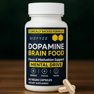 Dopamine Brain Food Supplement w/L-Tyrosine - Promotes Mental Drive, Clarity & Focus - Supports Mental Energy - 60 Capsules