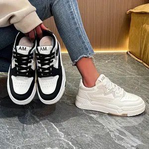 Women'S Colorblock Casual Sneakers, Lace Up Soft Sole Platform Skate Shoes, Low-top Walking Comfy Shoes Training Runner