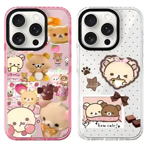 Cute Strawberry Rilakkuma Chocolate Korilakkuma Dessert Kawaii Phone Cases For iPhone 17 16 15 14 13 12 11 Promax Pro Air Plus Multicolor TPU Transparent Shockproof Cover Casing Protection Best Gifts For Valentine Christmas Birthday Halloween