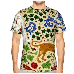 Medieval bestiary retro hand-painted summer all-over print short-sleeve 3D printed T-shirt, unisex outdoor comfortable top, party clothing, couple pattern, gift for friends