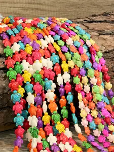 Colourful Turquoise Retro Boho Style All Over Print Turtle Beads 23/30pcs DIY Fashion Jewelry Accessories Small Turtle Decorative Beads, DIY Craft Beads for Jewelry Making Bracelets/Necklaces